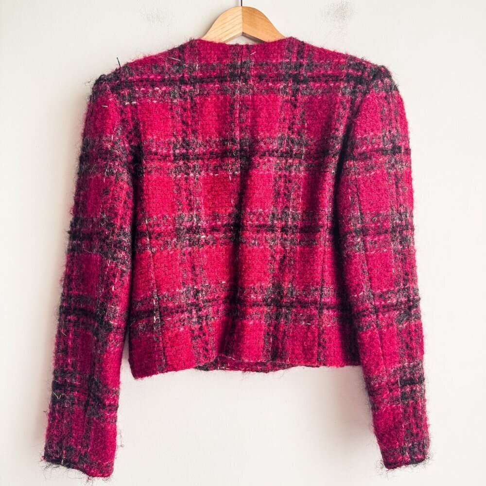 Combardi Inc Wool Blend Plaid Cropped Blazer 8 - Picture 6 of 8